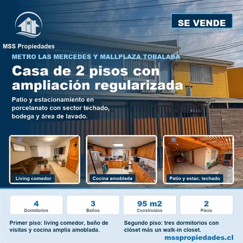 Casa 4 Dorm Quincho Ampliada Metro Las Mercedes Puente Alto