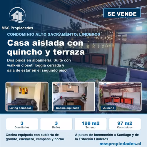 Casa 3 Dorm Quincho Suite Condominio Alto Sacramento Buin