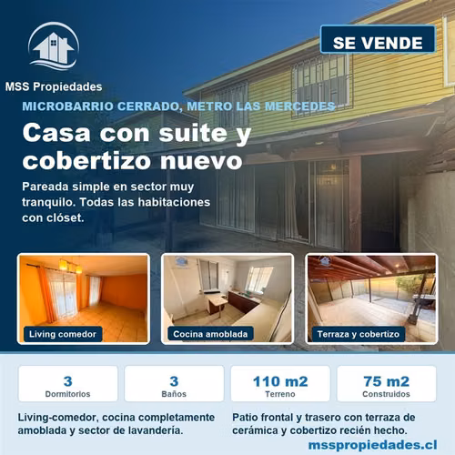Casa 3 Dorm Suite Cobertizo Microbarrio Cerrado Puente Alto