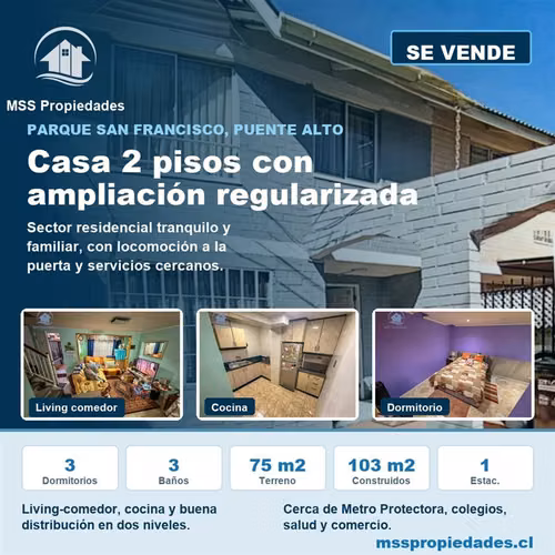 Casa 3 Dorm Suite Regularizada Metro Protectora Puente Alto