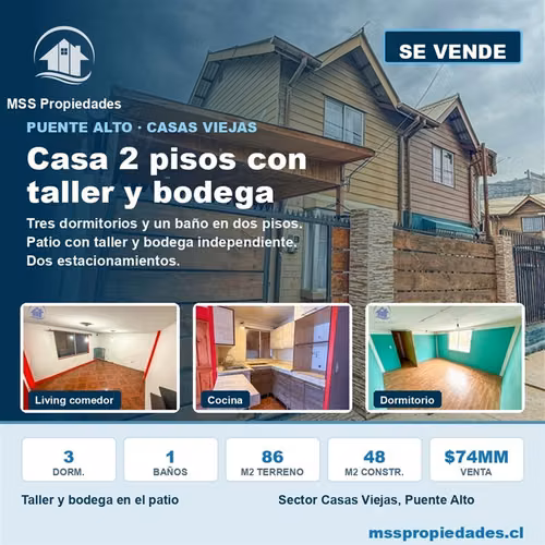 Casa 3D + 2 Estac. Techados Gran Oportunidad Puente Alto