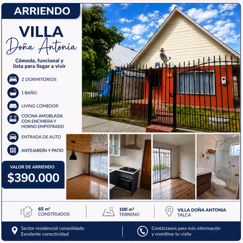 Se arrienda casa 2D/1B/1E, Villa Doña Antonia