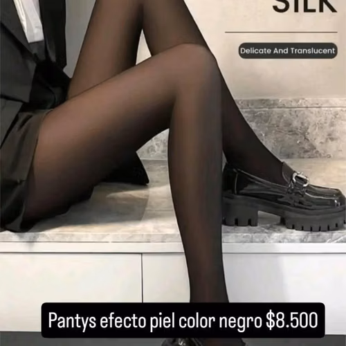 Pantys efecto piel color negro