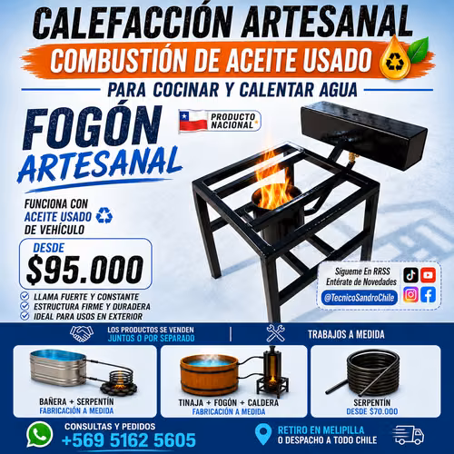 Fogon Artesanal a aceite usado, sin uso de gas