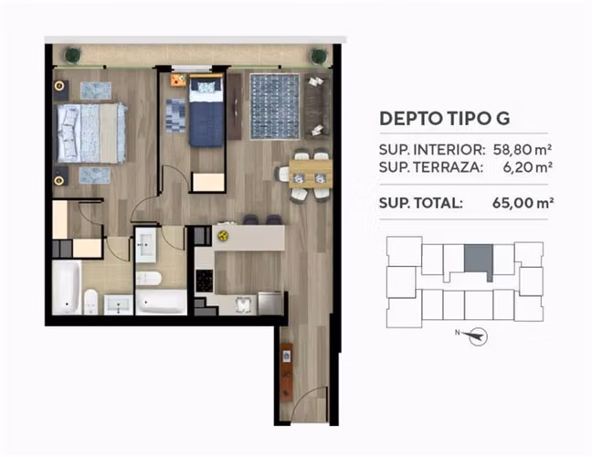 Arriendo departamento 2 dormitorios en Chacabuco Concepción