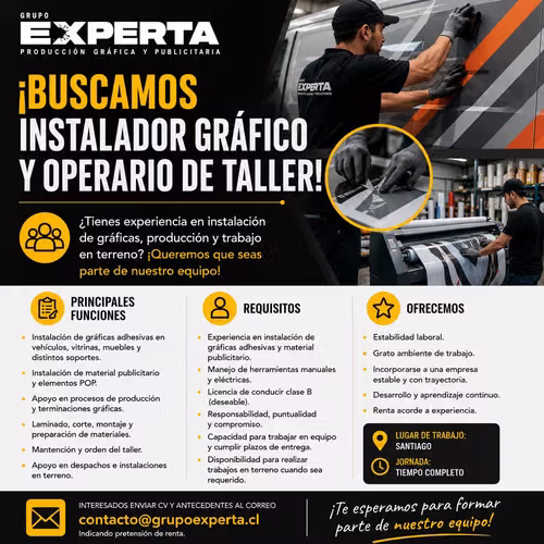 Instalador Gráfico y Operario de Taller