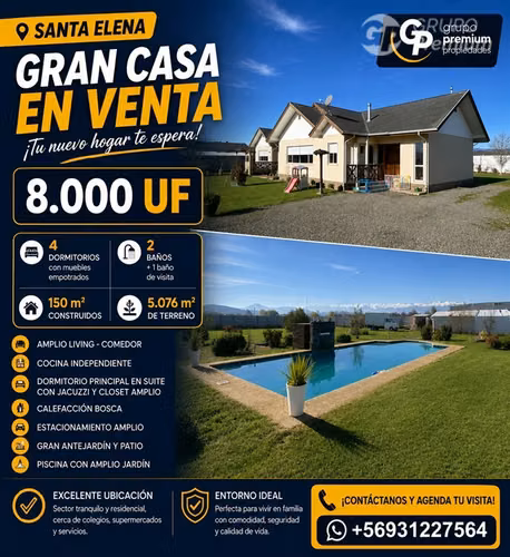 Espectacular Parcela con Casa en venta Sexta Region - Rgua.