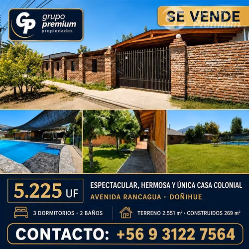 Hermosa Casa Colonial en Venta en Doñihue Oportunidad Unica!