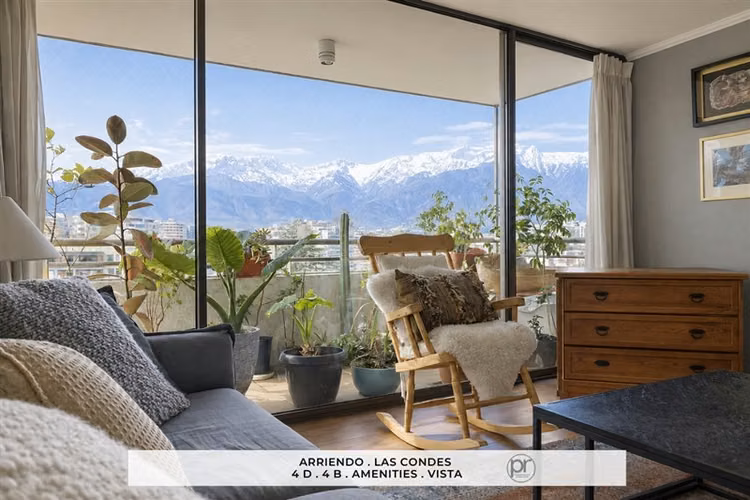 Las Condes, arriendo departamento 4D/4B, vista despejada