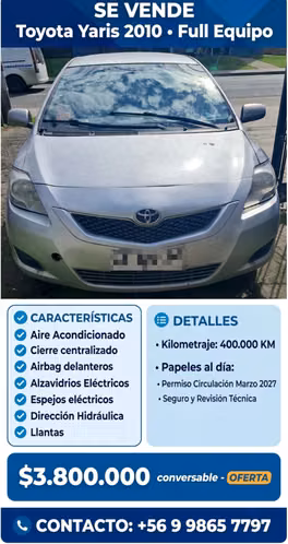 Vendo Toyota Yaris 2010 Full Equipo
