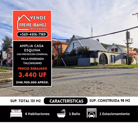 Casa esquina individual 4D/1B con proyección comer - Imagen 1