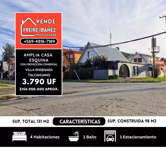 Casa esquina individual 4D/1B con proyección comercial