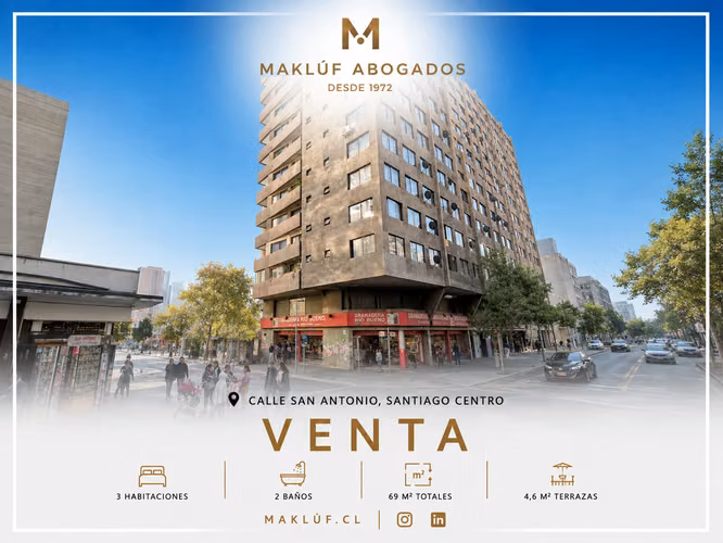 Departamento 3 dormitorios en venta, San Antonio, Santiago Centro
