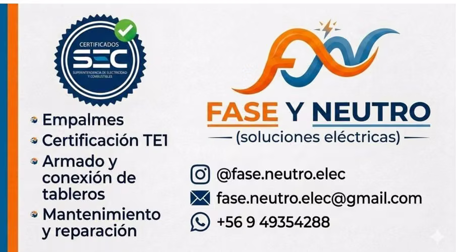 Electricista/eléctrico certificado SEC - Mantenimiento, reparaciones, instalaciones eléctricas