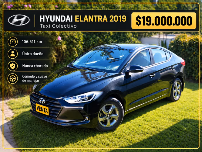 Hyundai Elantra 2019 – Taxi Colectivo – $19.000.000