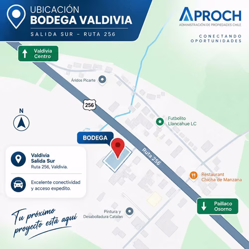 Excelente bodega de 600m2 en salida sur Valdivia (181834)