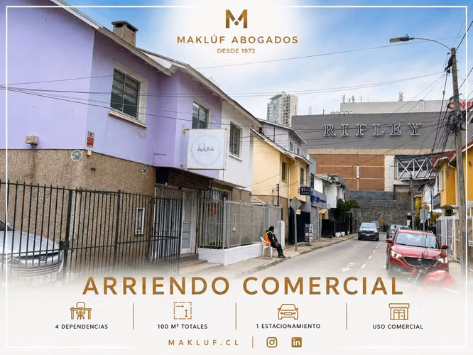 Rebajada! Amplia propiedad comercial en arriendo, a pasos de Mall Marina, Viña del Mar
