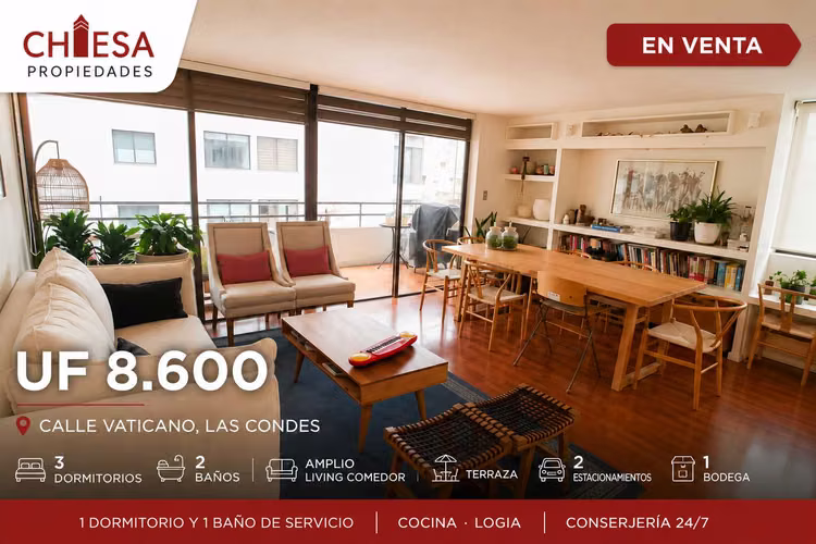 Amplio Departamento 3D + Servicio en Las Condes (181978)