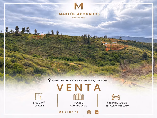 Terreno 5.000 m2 en venta, Comunidad Valle Verde Mar, Limache