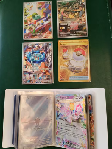 TCG Pokémon: Pikachu 173/165, Squirtle 148/142, Bulbasaur 143/142 + otras 25 cartas