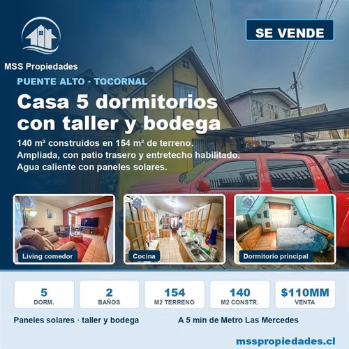 Casa 5D2B Dormitorios Amplios a 5 min Metro Las Mercedes