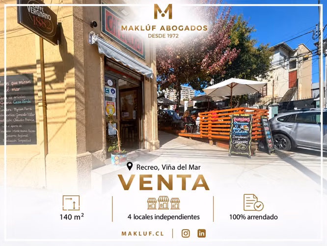 Oportunidad de inversión! propiedad comercial en venta, 4 locales, Recreo, Viña del Mar
