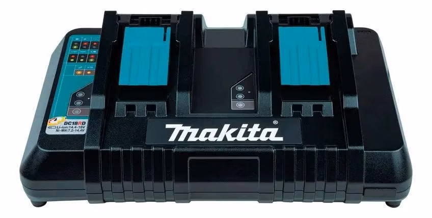 Cargador doble para baterías Makita de 18V DC18rd y 220 V (color negro)