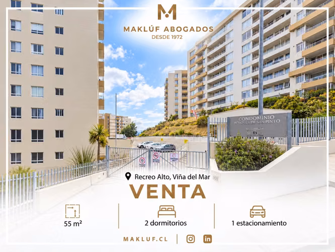 Departamento 2 dormitorios en venta, Recreo Alto, Viña del Mar.