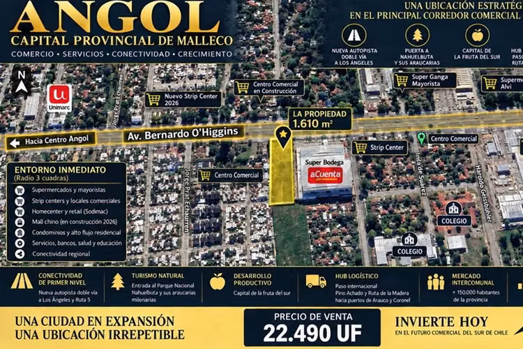 Terreno comercial en angol 1610 m2