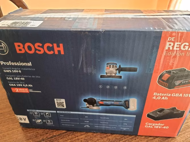Kit Esmeril Angu Bosch Profes Inalámbrico 18V (Incluye Batería 4 Ah y Cargador)