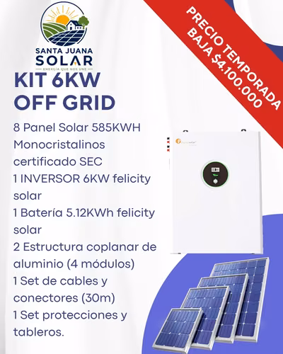 Kit Energia Solar 6kw con batería de litio 5.12kwh
