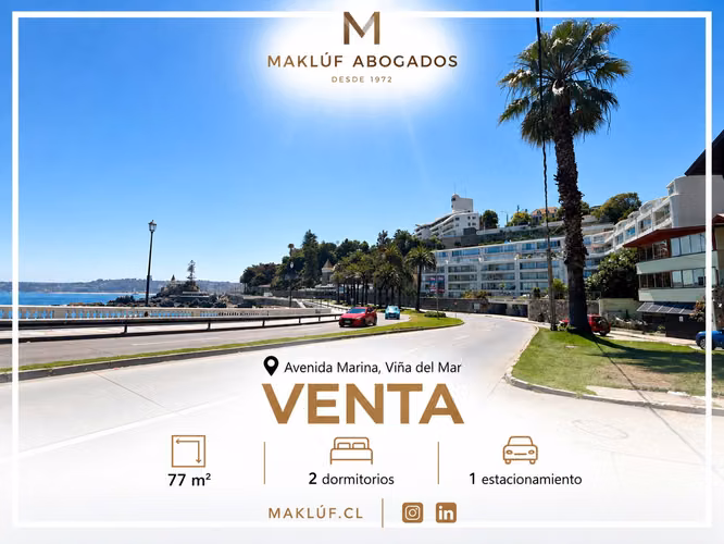 Departamento en venta, privilegiada vista al Mar, Av. Marina, Viña del Mar