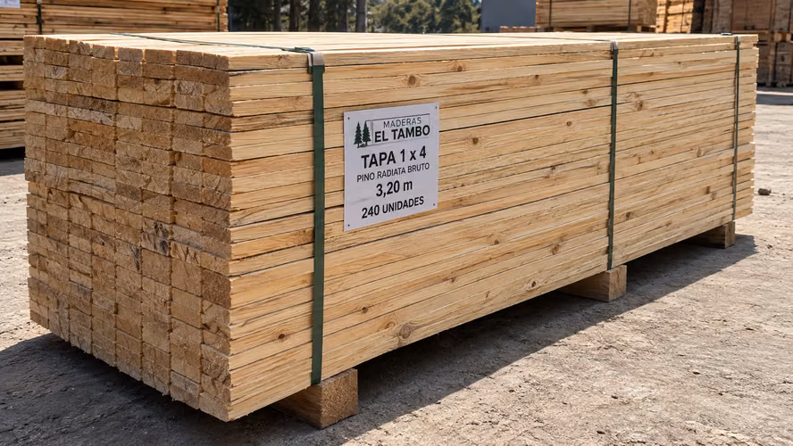 Madera Tapa 1×4 × 3,20 m — Pino Radiata