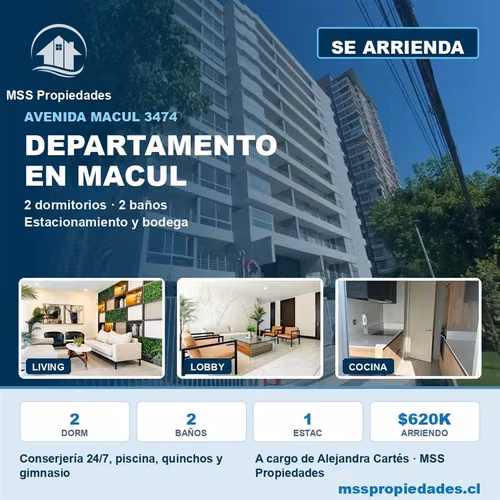 Departamento 2D2B con terraza y bodega