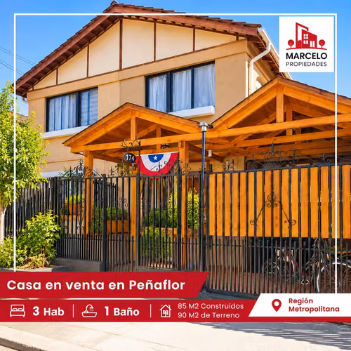 VENDO CASA 3D+1B, COMUNA DE PEÑAFLOR.
