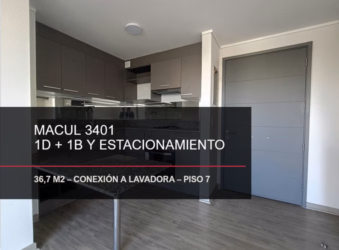 DEPTO 37 M2 INCLUYE ESTACIONAMIENTO Y BODEGA