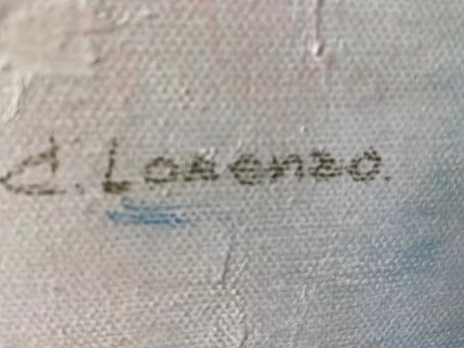 Óleo original sobre tela firmado “C. Lorenzo” (100 × 80 cm) con marco tallado