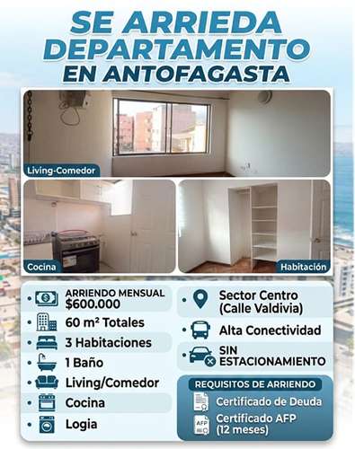 Arriendo depto. 3d/1b Calle Valdivia