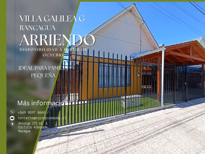 Arriendo Casa en Villa Galilea G –Rancagua.