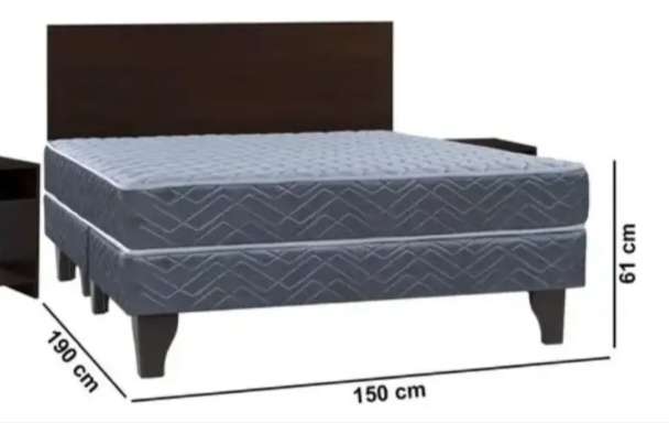 Cama 2 plazas europea mery y celta base dividida, con respaldo y patas