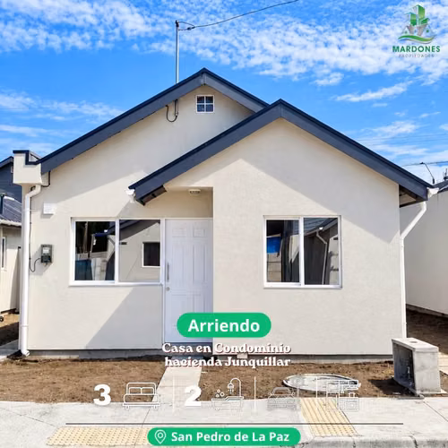SE ARRIENDA CASA NUEVA EN CONDOMINIO JUNQUILLAR SAN PEDRO DE LA PAZ