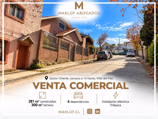 Propiedad comercial/habitacional en venta, sector Oriente, Viña del Mar.