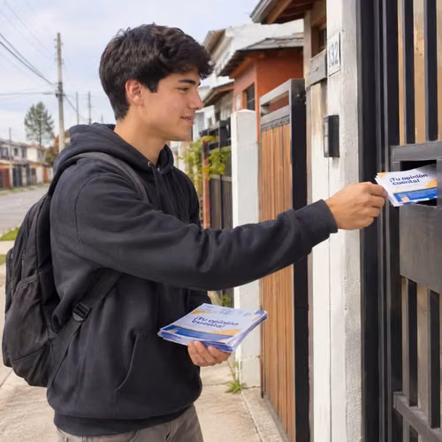 Joven repartidor de volantes