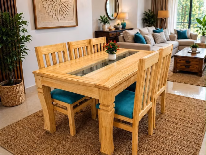 COMEDOR DE MADERA + 6 SILLAS | La granja - Imagen 2