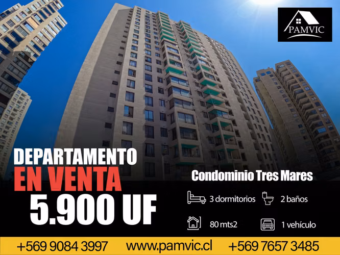 Departamento en Venta en Condominio Tres Mares