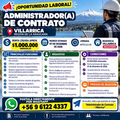 ADMINISTRADOR(A) DE CONTRATO/VILLARICA