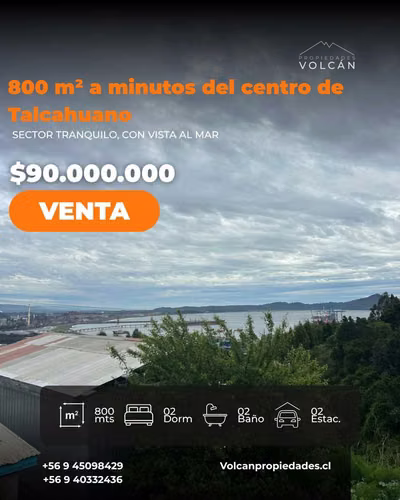 terreno 800 m2 vista al mar, talcahuano (185029)