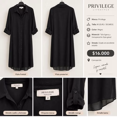 Vestido Camisero Talla M PRIVILEGE