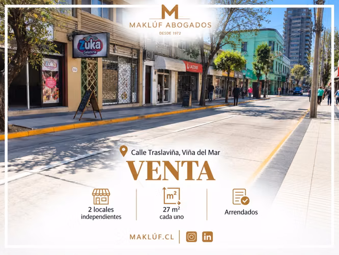 Oportunidad inversionistas! 2 locales en venta, Traslaviña, Viña del Mar.