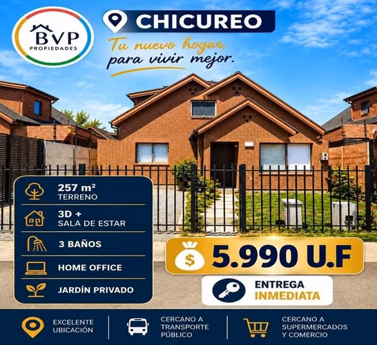 Hermosa Casa en Chicureo/Colina 257 m2